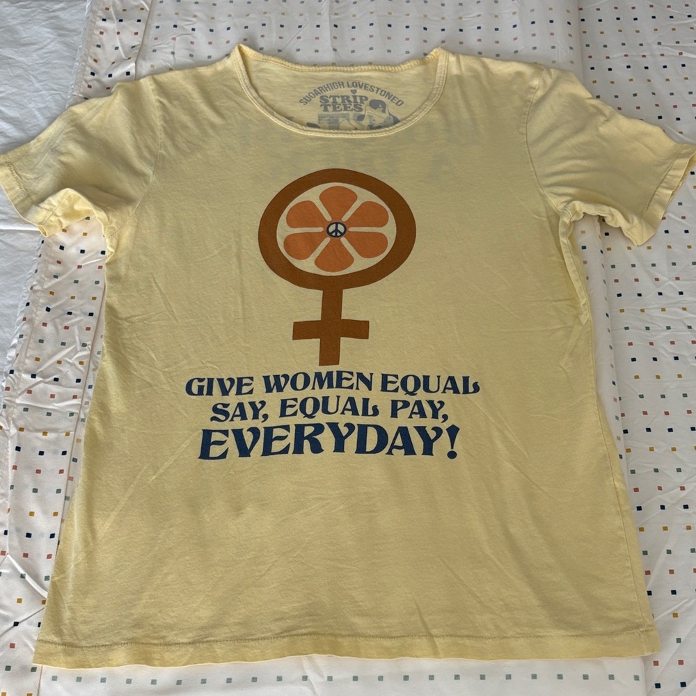 NWOT Sugarhigh Lovestoned  Yellow Empowerment Graphic Tee